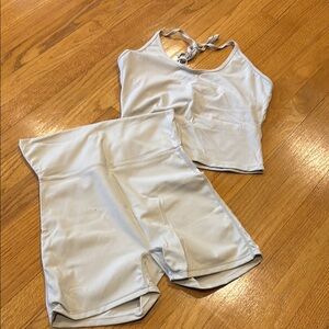 Amazon Women's Sports Bra and Shorts Set - White